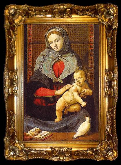 framed  Piero di Cosimo The Virgin Child with a Dove, ta009-2